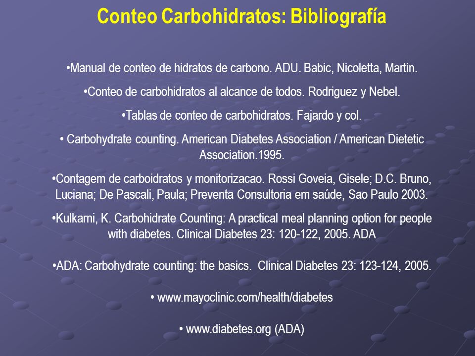 utilizando el conteo de carbohidratos en la práctica clínica de diabetes